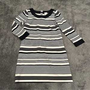Jcrew silk stripe dress with front pockets
